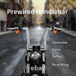 12 Prewired Handlebar For Harley Road King sportster Dyna Softail 1996-2006