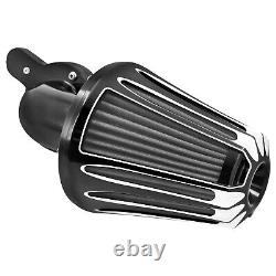 Black Cone Aluminum Air Cleaner Filter with Gray Intake Element Fits For Harley