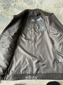 Brand New With Tags Harley Davidson Leather Bomber- Men's Large Brown