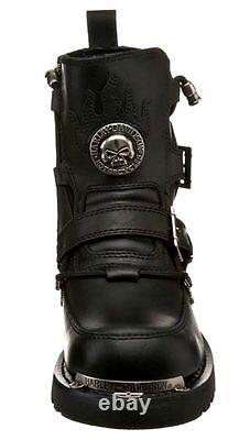 HARLEY-DAVIDSON FOOTWEAR Men's Distortion Black Leather Motorcycle Boots D94167