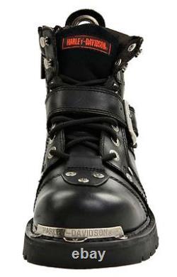 HARLEY-DAVIDSON FOOTWEAR Mens Brake Buckle Black Leather Motorcycle Boots D91684