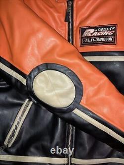 HARLEY DAVIDSON Leather Motorcycle Biker Jacket Racing VR1000 Youth M