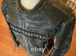 HARLEY DAVIDSON Men's 2XL Distressed Vented Adjustable Leather Jacket