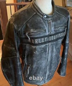 HARLEY DAVIDSON Men's 2XL Distressed Vented Adjustable Leather Jacket