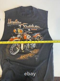 Harley Davidson 1989 3D Emblem Motorcycle Sleeveless T Shirt. Size Sm-M