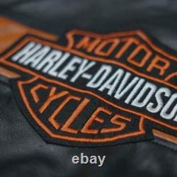 Harley Davidson Embroidered Biker Jacket Men's Genuine Leather 1990 Jacket
