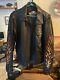 Harley Davidson Embroidered Flames & Ride Free Leather Jacket Size M