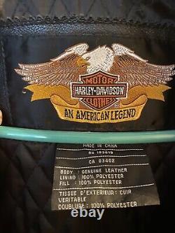 Harley Davidson Embroidered Flames & Ride Free Leather Jacket Size M