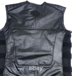 Harley Davidson For Men's Motorcyle Swat Genuine Cowhide Leather Biker Vest