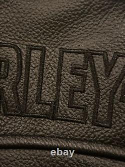 Harley Davidson Leather Black Zipper Biker Vest Lace Up Sides Women's Medium M