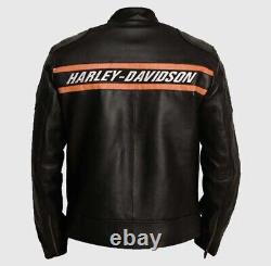 Harley Davidson Leather Jacket Gold Berg Cafe Racer Jacket Biker Motorcycle Coat