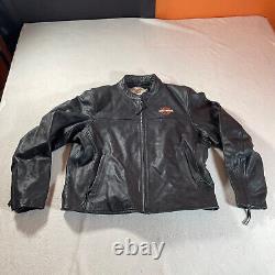 Harley Davidson Leather Jacket Mens 2XL Black Motorcycle DIstressed Back Bike