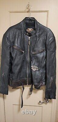 Harley Davidson Leather Jacket Mens Size L Large Motorcycle Bomber Jacket