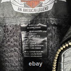 Harley Davidson Leather Jacket Mens XL Black Eagle Motorcycle Full Zip