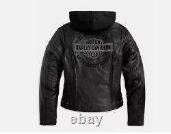 Harley Davidson Leather Jacket for Women Miss Enthusiast 3 IN ONE Black Jacket