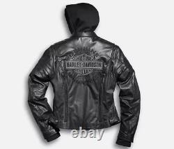 Harley Davidson Leather Jacket for Women Miss Enthusiast 3 IN ONE Black Jacket