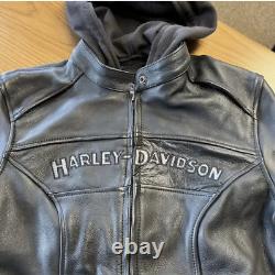 Harley Davidson Leather Jacket for Women Miss Enthusiast 3 IN ONE Black Jacket