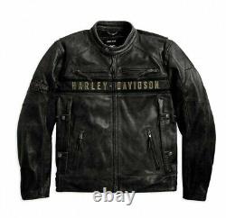 Harley Davidson Men Passing Link Distressed Genuine Cowhide Black Leather Jacket