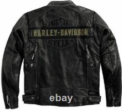 Harley Davidson Men Passing Link Distressed Genuine Cowhide Black Leather Jacket