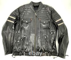 Harley-Davidson Men WICK TWISTER Black Leather Jacket L 98023-18VM Triple Vent