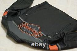 Harley Davidson Men's Biker Blocked B&S Black Leather Jacket Motorcycle Jacket