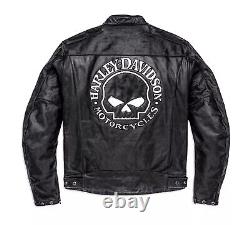 Harley Davidson Men's Blouson CUIR Reflective Skull Genuine Leather Biker Jacket