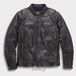 Harley Davidson Men's Dauntless Convertible 2 in 1 Real Cowhide Leather Jacket