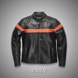 Harley Davidson Men's Genuine Leather Motorcycle Jacket HD Jacket Perfect Gift