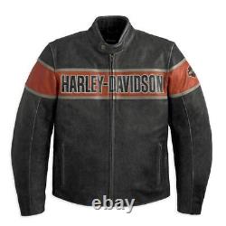 Harley Davidson Men's Genuine Motorcycle Black Leather Biker Jacket Men Vest