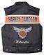 Harley Davidson Men's Genuine Motorcycle Black Leather Biker Vest Motorbike Vest