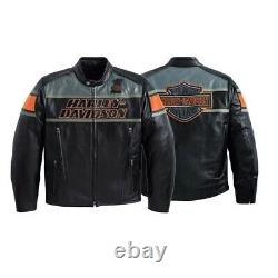 Harley Davidson Men's Leather Jacket Motorcycle Vintage Biker Black Jacket