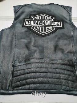 Harley Davidson Men's Moto Cafe Biker Vest Motorcycle 100% Genuine Leather Vest