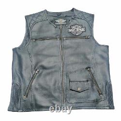 Harley Davidson Men's Moto Cafe Biker Vest Motorcycle 100% Genuine Leather Vest