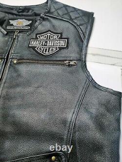 Harley Davidson Men's Moto Cafe Biker Vest Motorcycle 100% Genuine Leather Vest