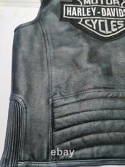 Harley Davidson Men's Moto Cafe Biker Vest Motorcycle 100% Genuine Leather Vest