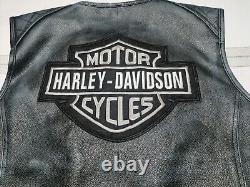 Harley Davidson Men's Moto Cafe Biker Vest Motorcycle 100% Genuine Leather Vest