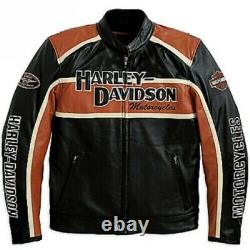 Harley Davidson Men's Motorcycle Biker Genuine Leather Jacket Motorbike Jacket