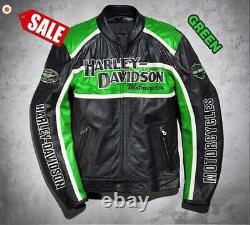 Harley Davidson Men's Motorcycle Biker Genuine Leather Jacket Motorbike Jacket