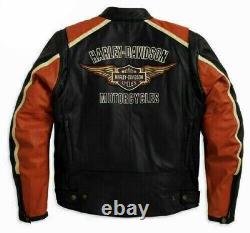 Harley Davidson Men's Motorcycle Biker Genuine Leather Jacket Motorbike Jacket