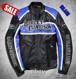 Harley Davidson Men's Motorcycle Biker Genuine Leather Jacket Motorbike Jacket