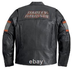Harley Davidson Men's Motorcycle Black Biker Blocked B&S Black Leather Jacket