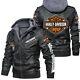 Harley Davidson Men's Motorcycle Genuine Cowhide Removable Leather Hoodie Jacket