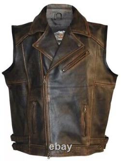 Harley Davidson Men's Motorcycle Knuckle Distressed Biker Genuine leather Vest