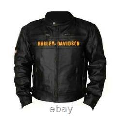 Harley Davidson Men's Motorcycle Vintage Biker 100% Real Cowhide Leather Jacket