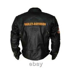 Harley Davidson Men's Motorcycle Vintage Biker 100% Real Cowhide Leather Jacket