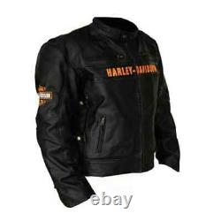 Harley Davidson Men's Motorcycle Vintage Biker 100% Real Cowhide Leather Jacket