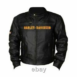Harley Davidson Men's Motorcycle Vintage Biker Distressed Real Leather Jacket