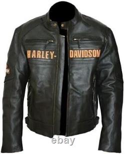 Harley-Davidson Men's Motorcycle Vintage Biker Distressed Real Leather Jacket