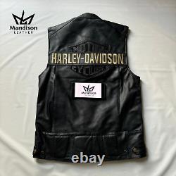 Harley Davidson Men's Passing Link Leather Vest, Men's Biker Vest, Harley Vest