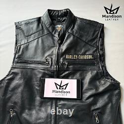 Harley Davidson Men's Passing Link Leather Vest, Men's Biker Vest, Harley Vest